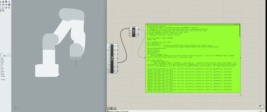Egret generating a Python program from a curve toolpath